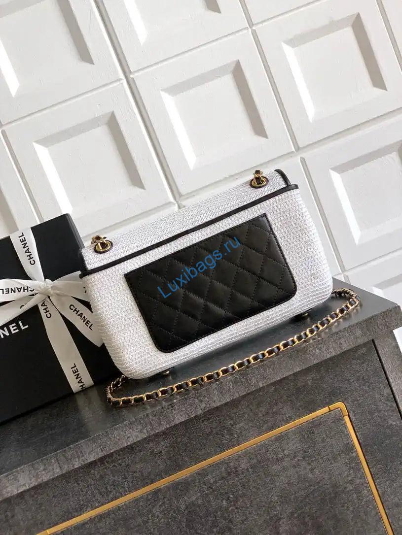 Chanel 26C AS5929 Flap Handwoven Raffia Shopping Bag 26cm White | chanel 26c as5929 flap handwoven raffia shopping bag 26cm white 03