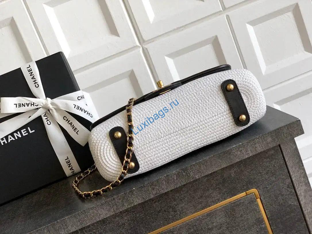 Chanel 26C AS5929 Flap Handwoven Raffia Shopping Bag 26cm White | chanel 26c as5929 flap handwoven raffia shopping bag 26cm white 04