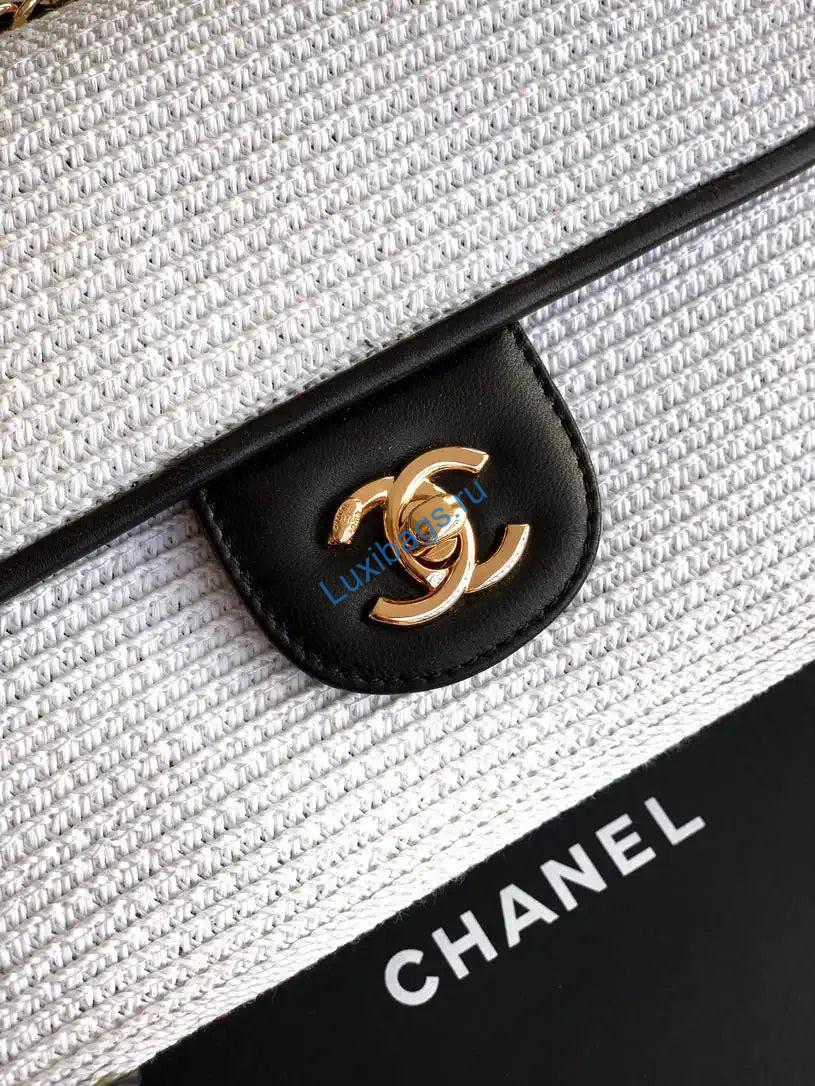 Chanel 26C AS5929 Flap Handwoven Raffia Shopping Bag 26cm White | chanel 26c as5929 flap handwoven raffia shopping bag 26cm white 06