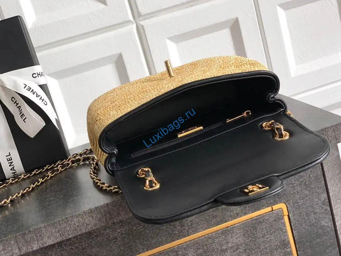 chanel 26c as5929 flap handwoven raffia shopping bag black 6 Chanel 26C AS5929 Flap Handwoven Raffia Shopping Bag Black | chanel 26c as5929 flap handwoven raffia shopping bag 007