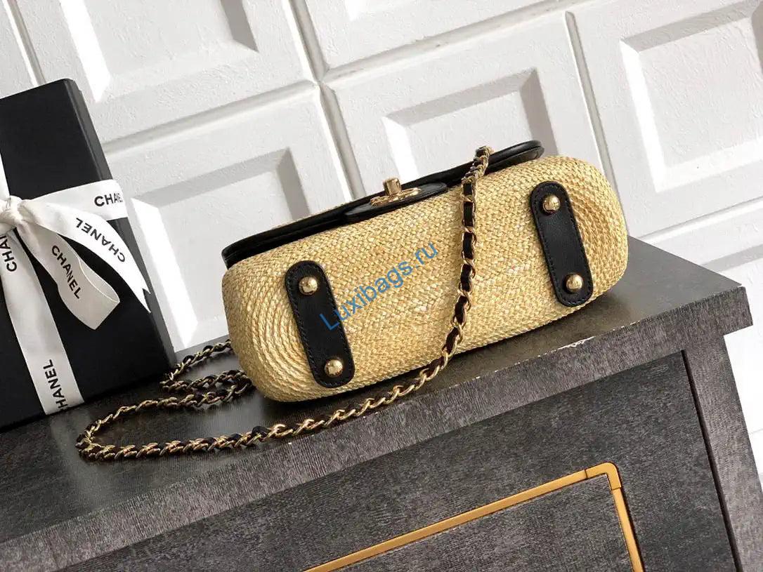 chanel 26c as5929 flap handwoven raffia shopping bag black 8 Chanel 26C AS5929 Flap Handwoven Raffia Shopping Bag Black | chanel 26c as5929 flap handwoven raffia shopping bag 009
