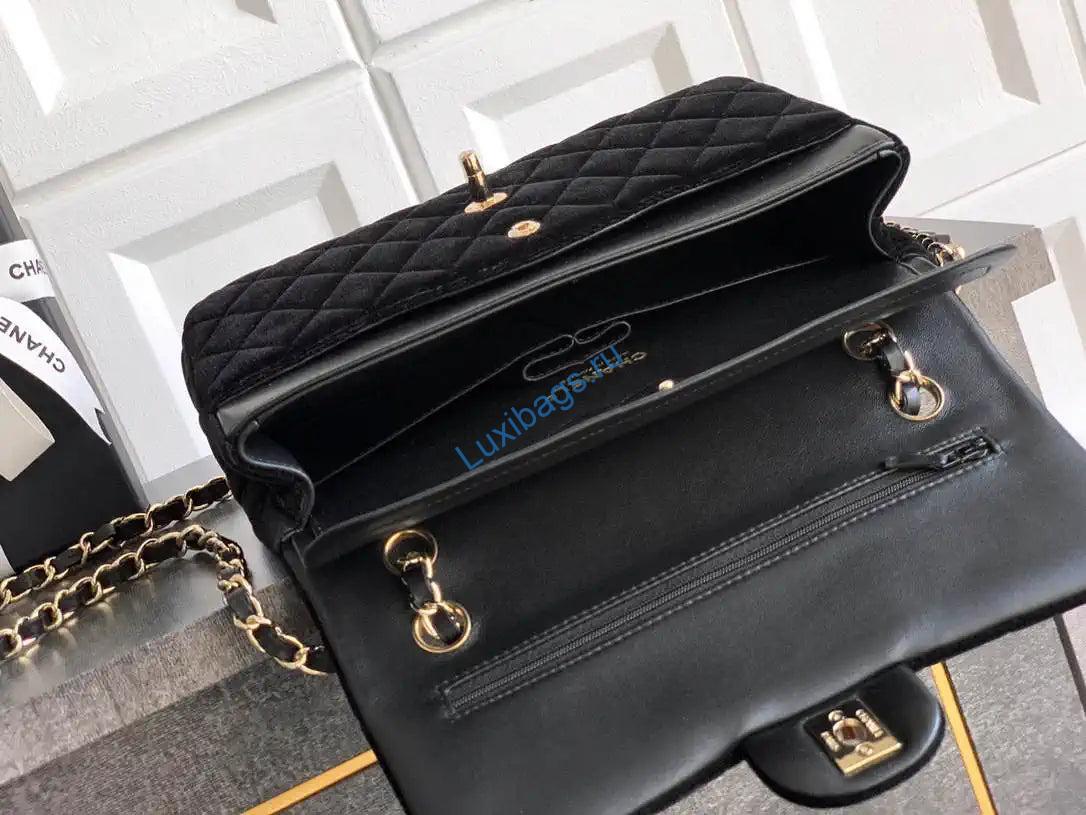 chanel a01112 flap classic 11.12 handbag velvet diamond pattern black 7 Chanel A01112 Flap Classic 11.12 Handbag Velvet diamond pattern Black | chanel a01112 flap classic 11 12 handbag velvet diamond pattern wine black 08
