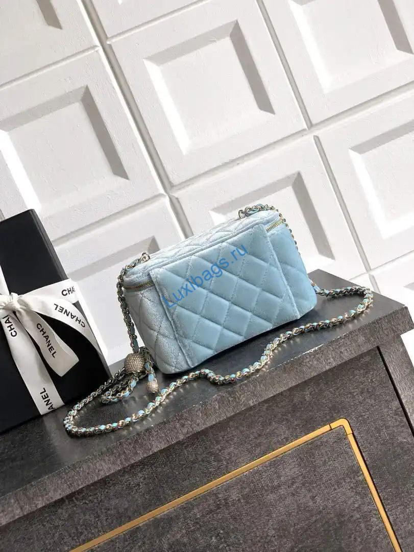 Chanel AP2303 Clutch With Chain in Blue Diamanté & Gold-Tone Metal | chanel ap2303 clutch with chain in velvet diamante gold tone metal 21