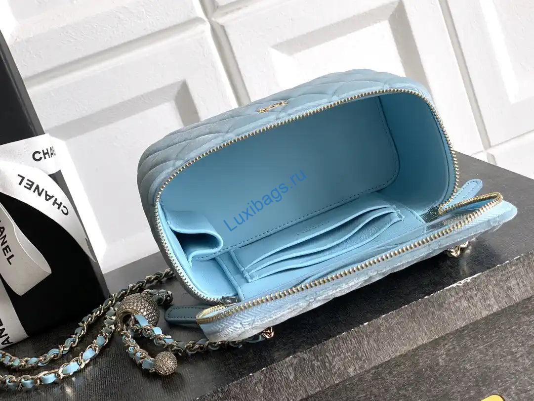 Chanel AP2303 Clutch With Chain in Blue Diamanté & Gold-Tone Metal | chanel ap2303 clutch with chain in velvet diamante gold tone metal 26