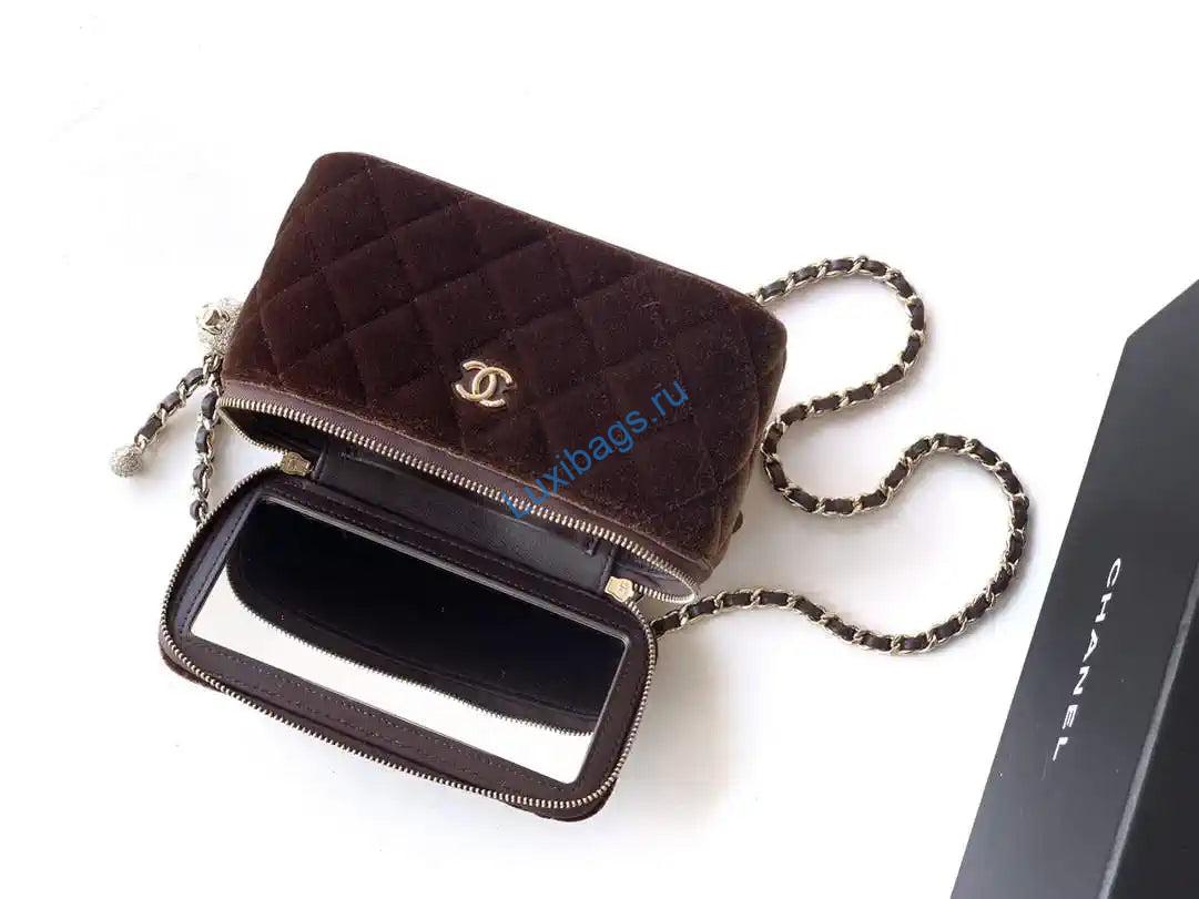 Chanel AP2303 Clutch With Chain in Brown Velvet Diamanté & Gold-Tone Metal | chanel ap2303 clutch with chain in velvet diamante gold tone metal 5