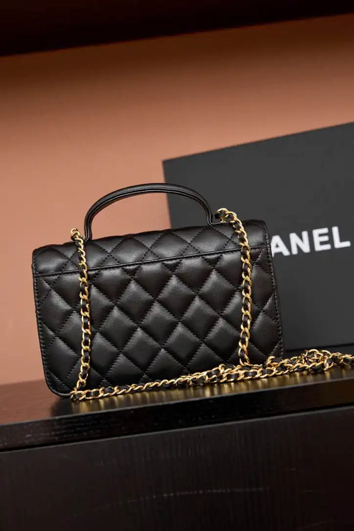 chanel ap4674 25b large flap bag with top handle lambskin gold black 1 Chanel AP4674 25B Large Flap Bag with Top Handle Lambskin gold Black | chanel as4674 25b large flap bag with top handle lambskin gold black 02