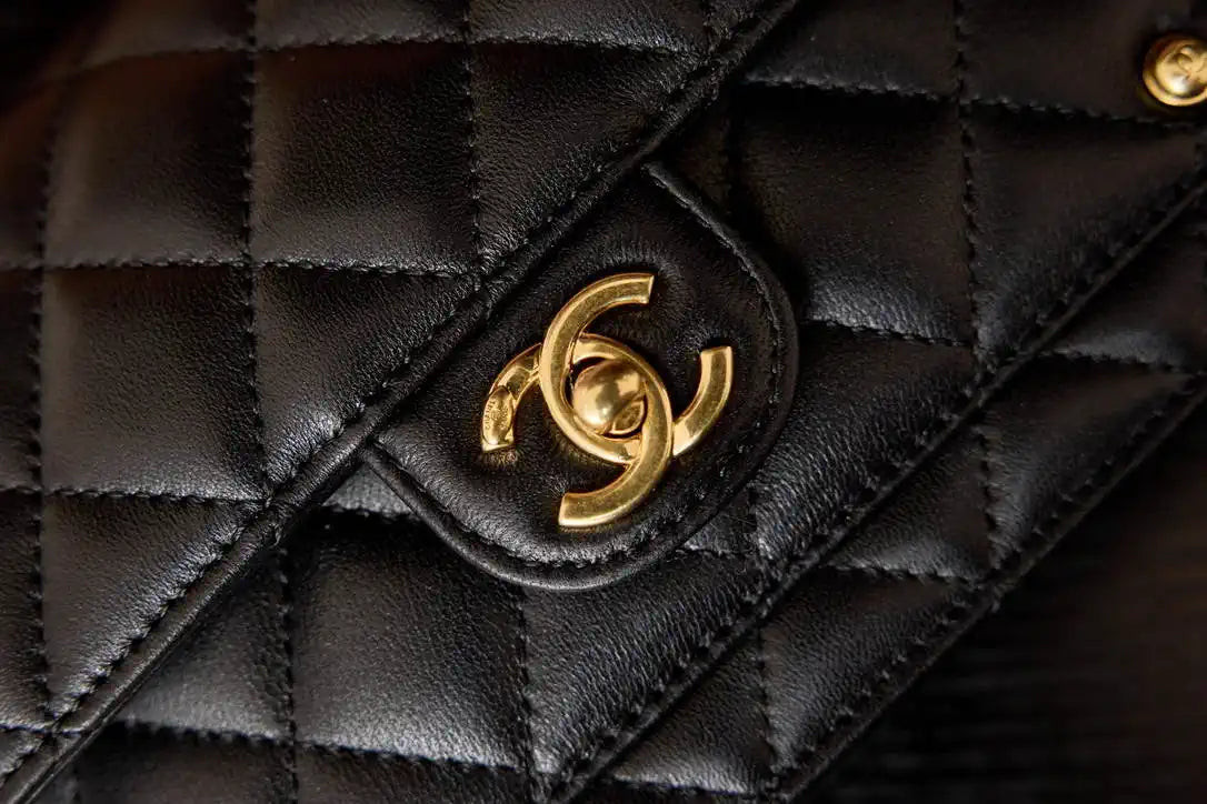 Chanel AP4674 25B Large Flap Bag with Top Handle Lambskin gold Black | chanel as4674 25b large flap bag with top handle lambskin gold black 05