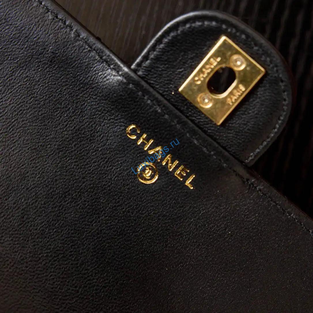 Chanel AP4674 25B Large Flap Bag with Top Handle Lambskin gold Black | chanel as4674 25b large flap bag with top handle lambskin gold black 08