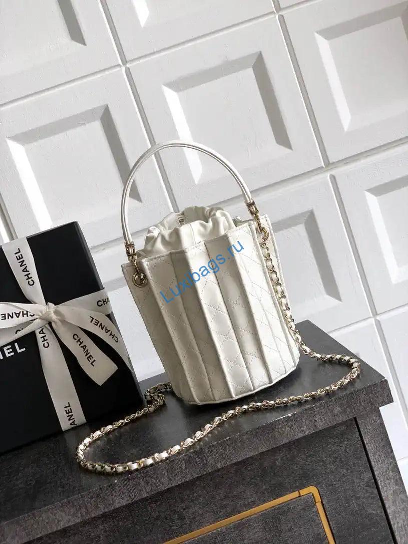 Chanel AS5486 Mini Bucket Bag Lambskin & Gold-Tone Metal White | chanel as5486 mini bucket bag lambskin gold tone metal white 003