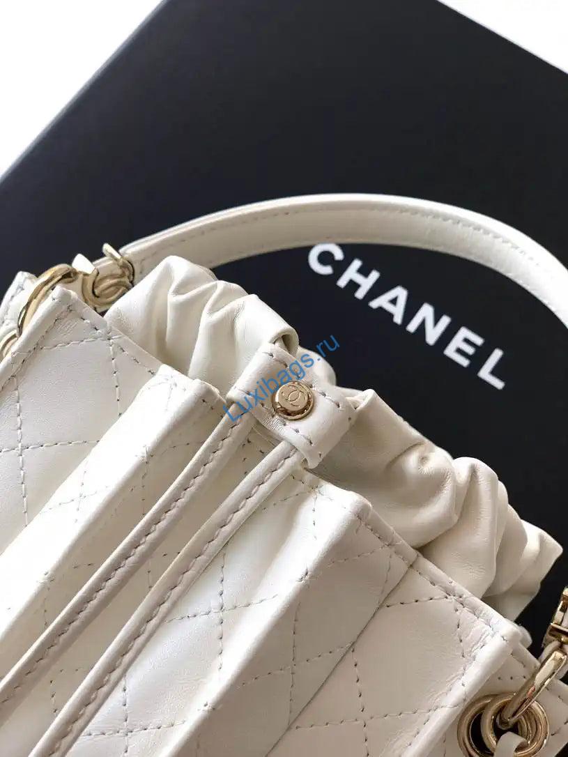 Chanel AS5486 Mini Bucket Bag Lambskin & Gold-Tone Metal White | chanel as5486 mini bucket bag lambskin gold tone metal white 005