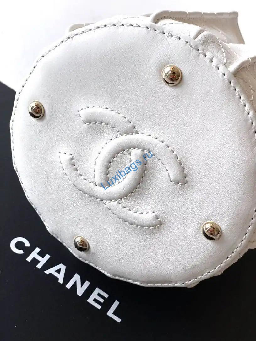 Chanel AS5486 Mini Bucket Bag Lambskin & Gold-Tone Metal White | chanel as5486 mini bucket bag lambskin gold tone metal white 007