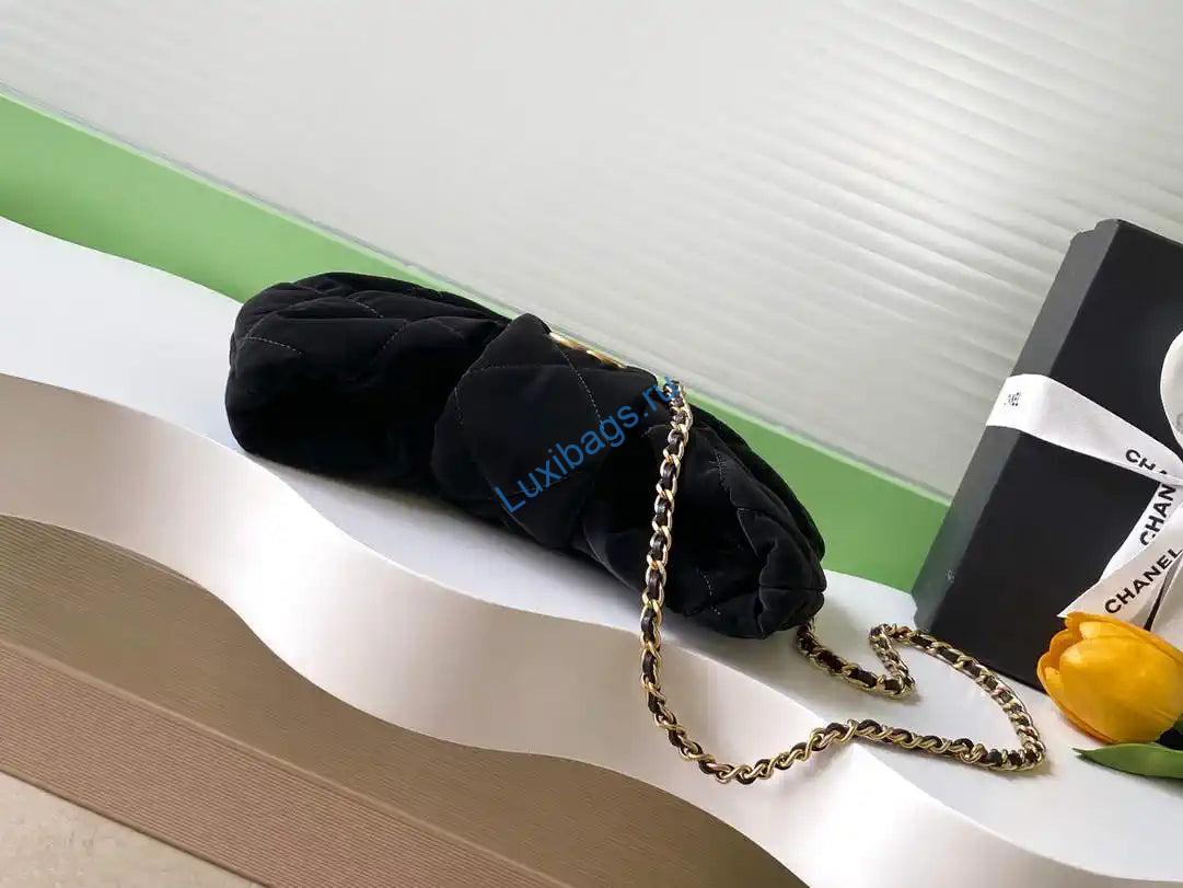 Chanel AS5849 Mini Bow Bag Velvet-Effect Nylon & Gold-Tone Metal Black | chanel as5849 mini bow bag velvet effect nylon gold tone metal black 04