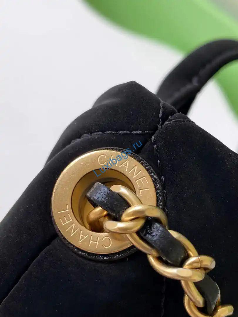 Chanel AS5849 Mini Bow Bag Velvet-Effect Nylon & Gold-Tone Metal Black | chanel as5849 mini bow bag velvet effect nylon gold tone metal black 06