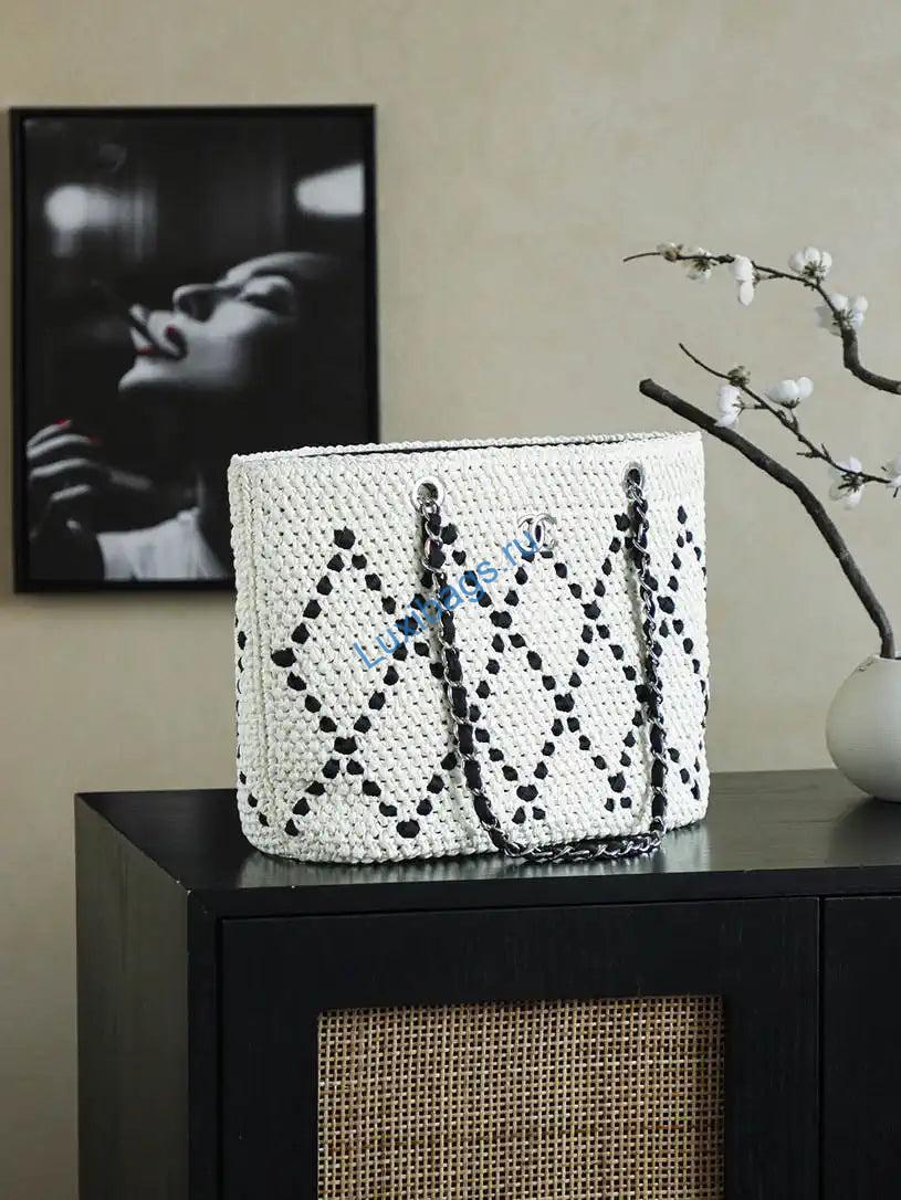 Chanel AS9906 Large Woven Raffia Shopping Bag Calfskin Nature | chanel as9906 large woven raffia shopping bag calfskin nature 3