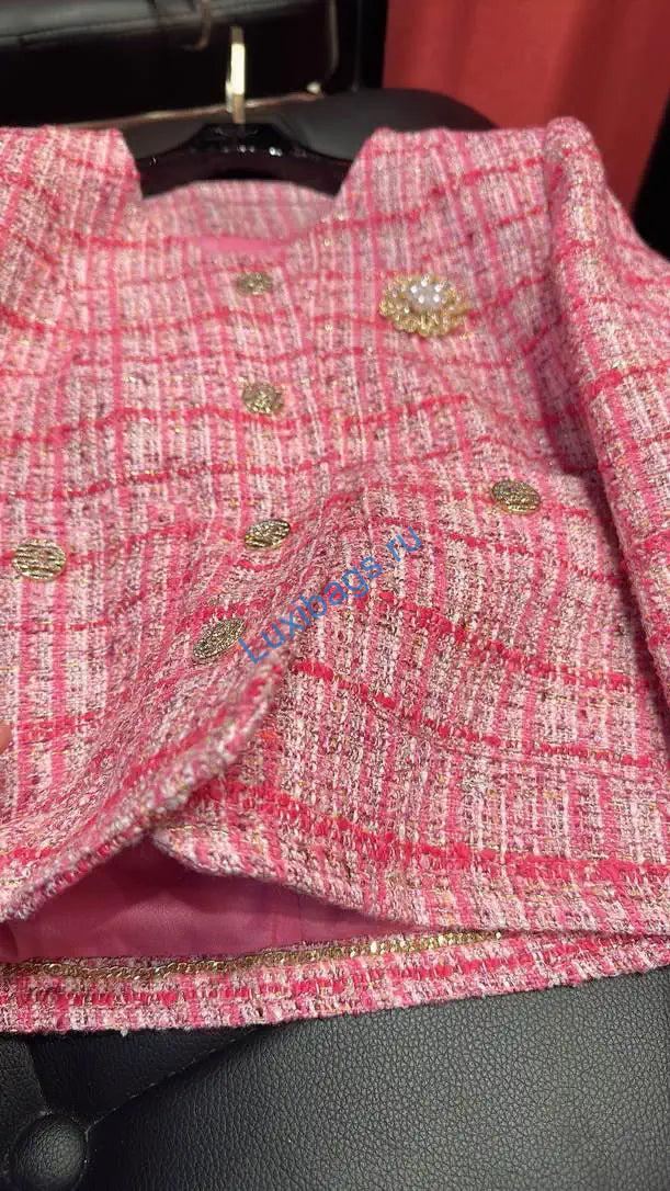 Chanel Women Tweed Rose and pink plaid jacket C62327 | chanel women tweed rose and pink plaid jacket c62327 05