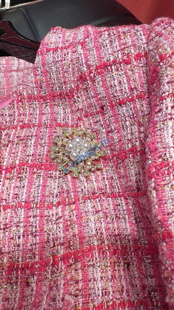 Chanel Women Tweed Rose and pink plaid jacket C62327 | chanel women tweed rose and pink plaid jacket c62327 06