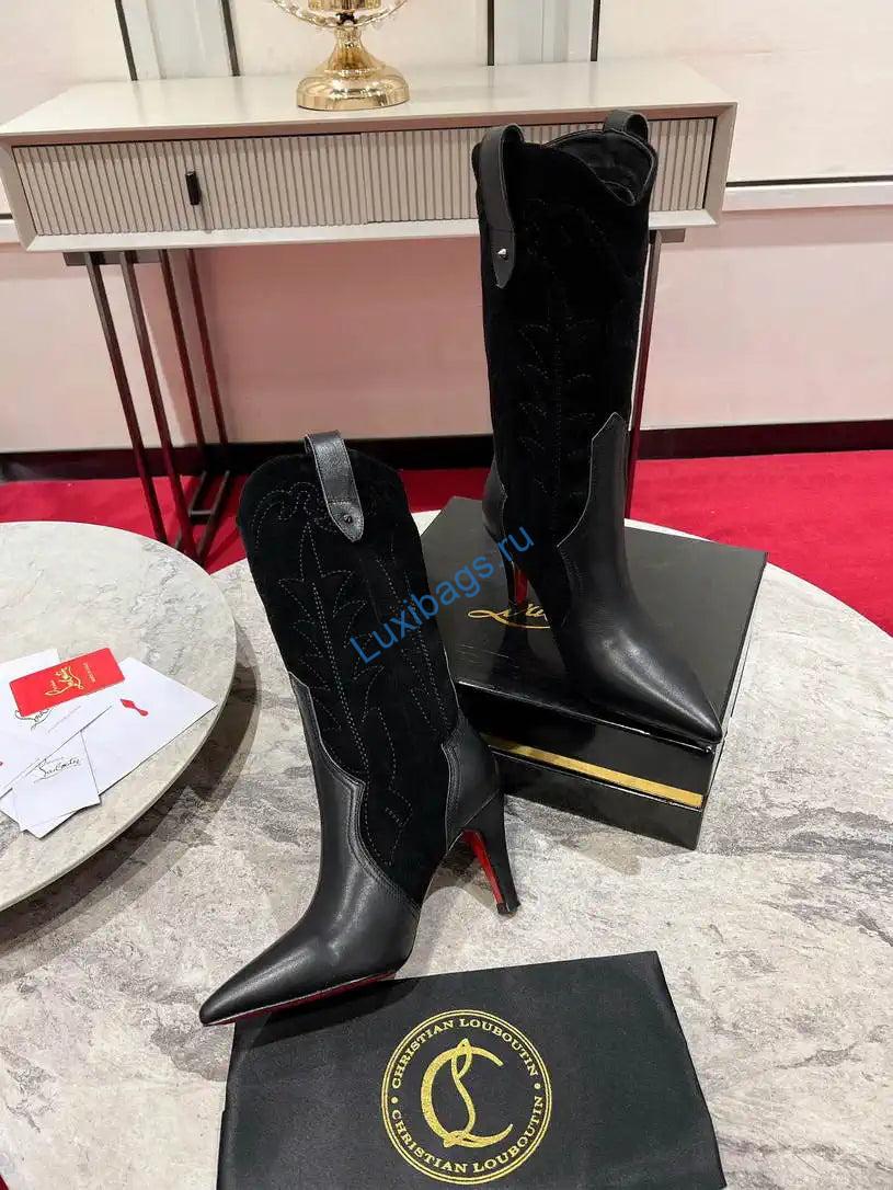 Christian Louboutin Short High boots with 3D embroidery on the upper CL 85MM 798001 | christian louboutin high boots with 3d embroidery on the upper cl 85mm 798001 02