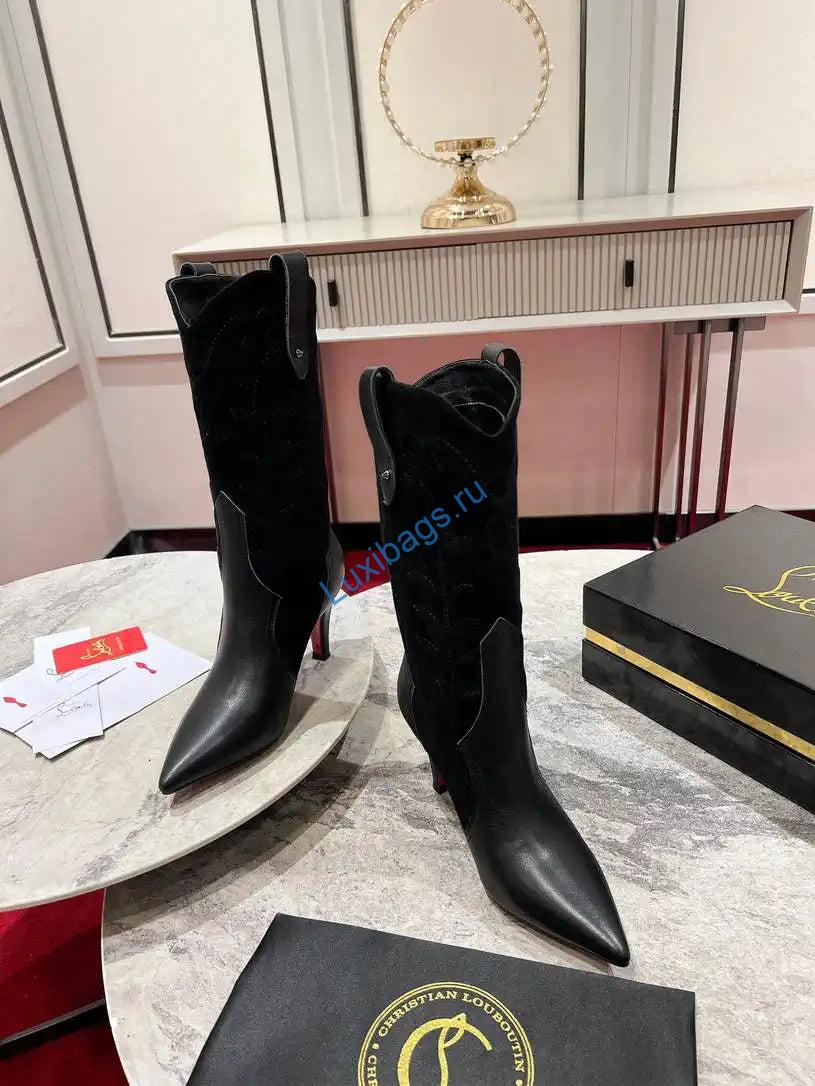 Christian Louboutin Short High boots with 3D embroidery on the upper CL 85MM 798001 | christian louboutin high boots with 3d embroidery on the upper cl 85mm 798001 03