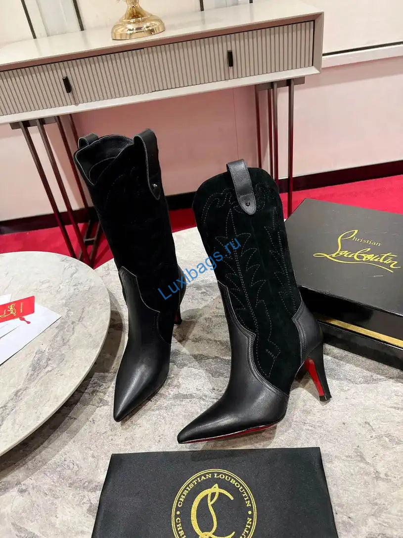 Christian Louboutin Short High boots with 3D embroidery on the upper CL 85MM 798001 | christian louboutin high boots with 3d embroidery on the upper cl 85mm 798001 06