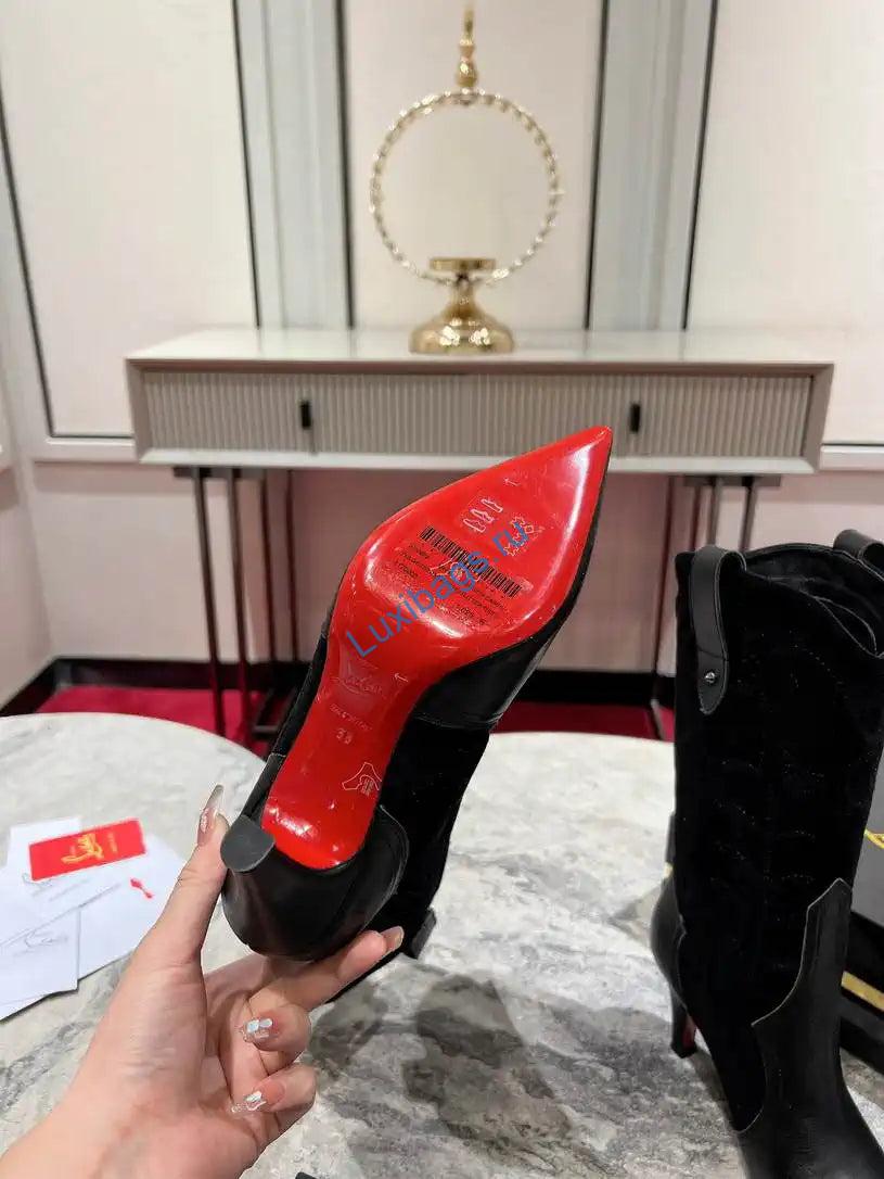 Christian Louboutin Short High boots with 3D embroidery on the upper CL 85MM 798001 | christian louboutin high boots with 3d embroidery on the upper cl 85mm 798001 08