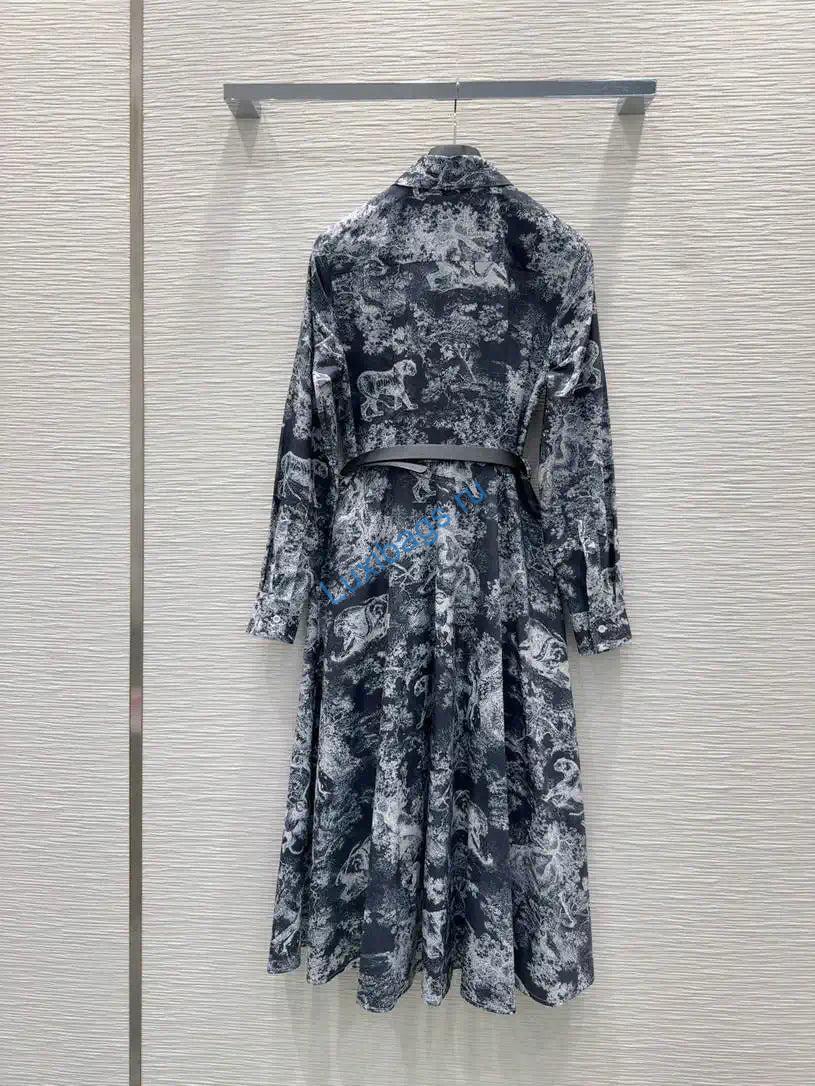 Dior Women Leaf Print Ruffle Shirt Dress D38701 | dior women leaf print ruffle shirt dress d38701 07