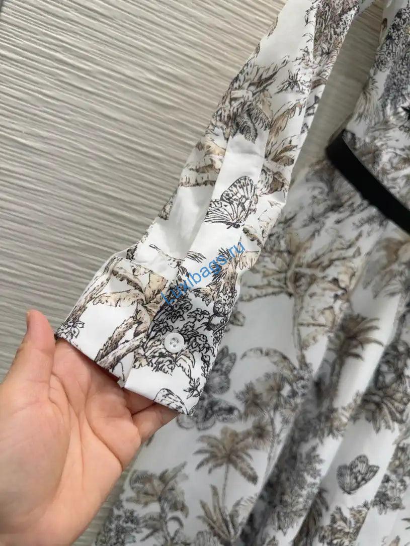 dior women leaf print ruffle shirt dress d38702 2 Dior Women Leaf Print Ruffle Shirt Dress D38702 | dior women leaf print ruffle shirt dress d38701 13