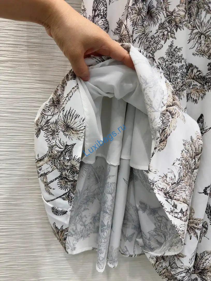 dior women leaf print ruffle shirt dress d38702 4 Dior Women Leaf Print Ruffle Shirt Dress D38702 | dior women leaf print ruffle shirt dress d38701 15