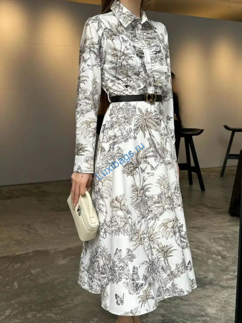 Dior Women Leaf Print Ruffle Shirt Dress D38702 | dior women leaf print ruffle shirt dress d38701 19