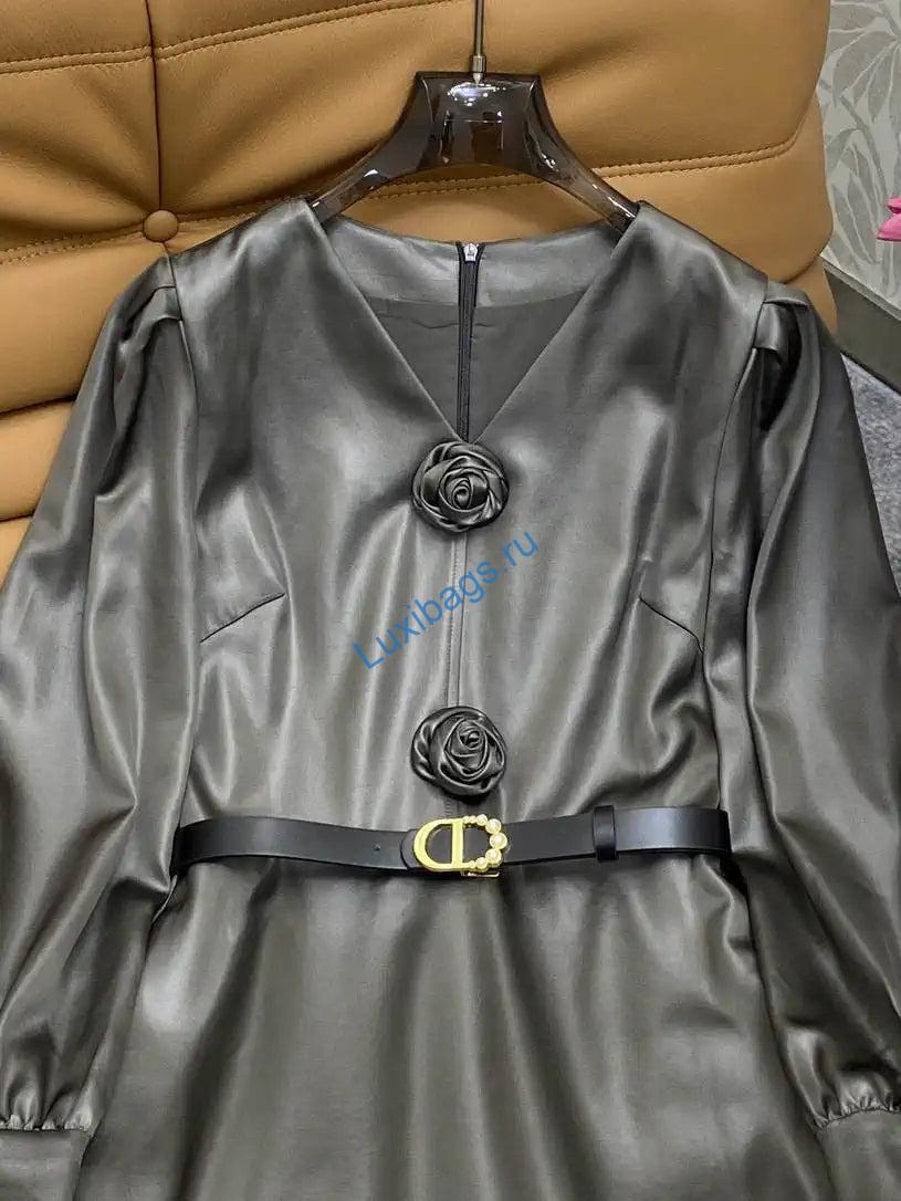 Dior Women V-neck dress with floral embellishment D38696 | dior women v neck dress with floral embellishment d38696 04