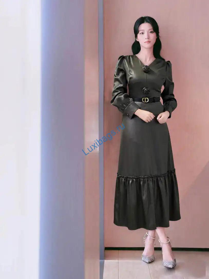 Dior Women V-neck dress with floral embellishment D38696 | dior women v neck dress with floral embellishment d38696 09