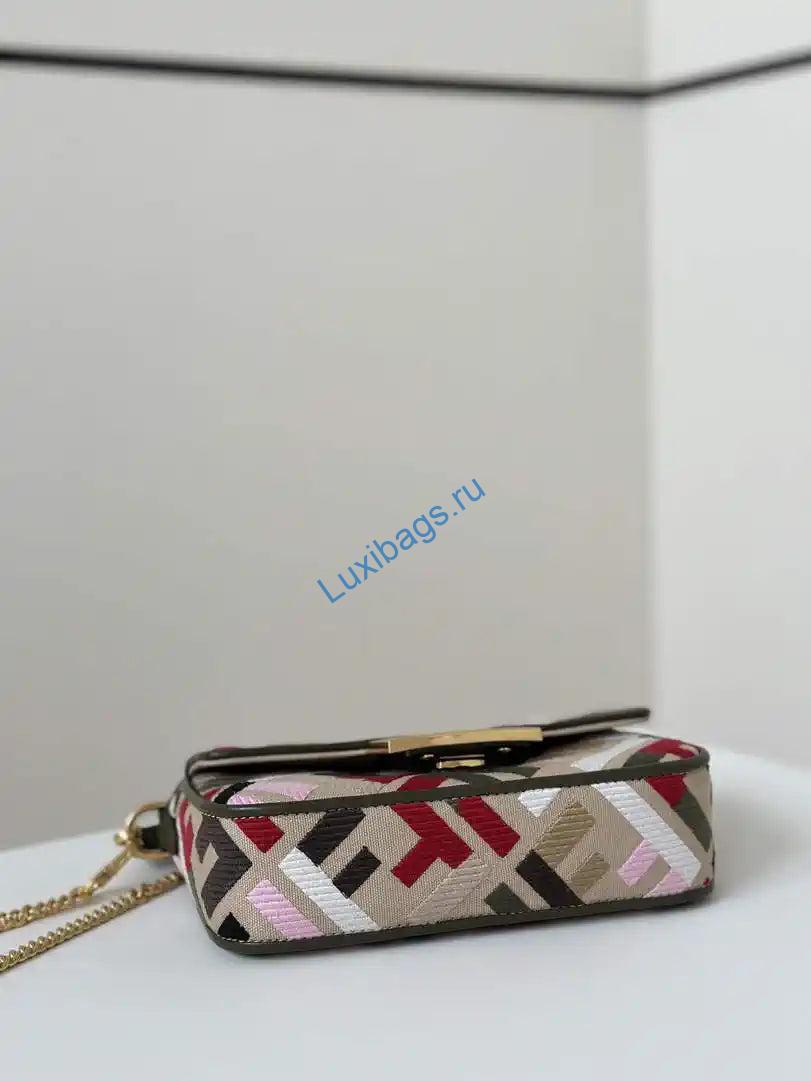 fendi 8bs017 mini baguette canvas bag with ff embroidery 0159bs red black 3 Fendi 8BS017 Mini Baguette canvas bag with FF embroidery 0159BS Red Black | fendi 8bs017 mini baguette canvas bag with ff embroidery 0159bs 22