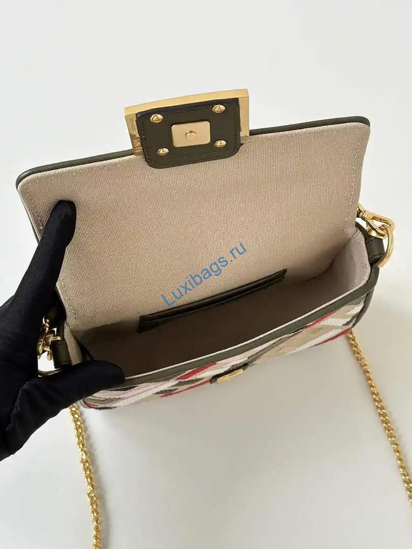 Fendi 8BS017 Mini Baguette canvas bag with FF embroidery 0159BS Red Black | fendi 8bs017 mini baguette canvas bag with ff embroidery 0159bs 27