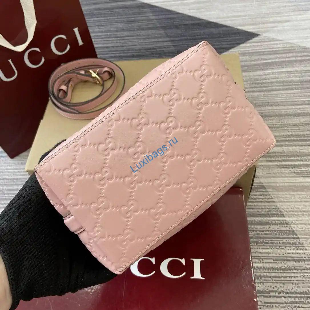 gucci 815118 gg emblem mini bucket bag pink gg leather 7 Gucci 815118 GG Emblem Mini Bucket Bag Pink GG leather | gucci 815118 gg emblem mini bucket bag pink gg leather 08