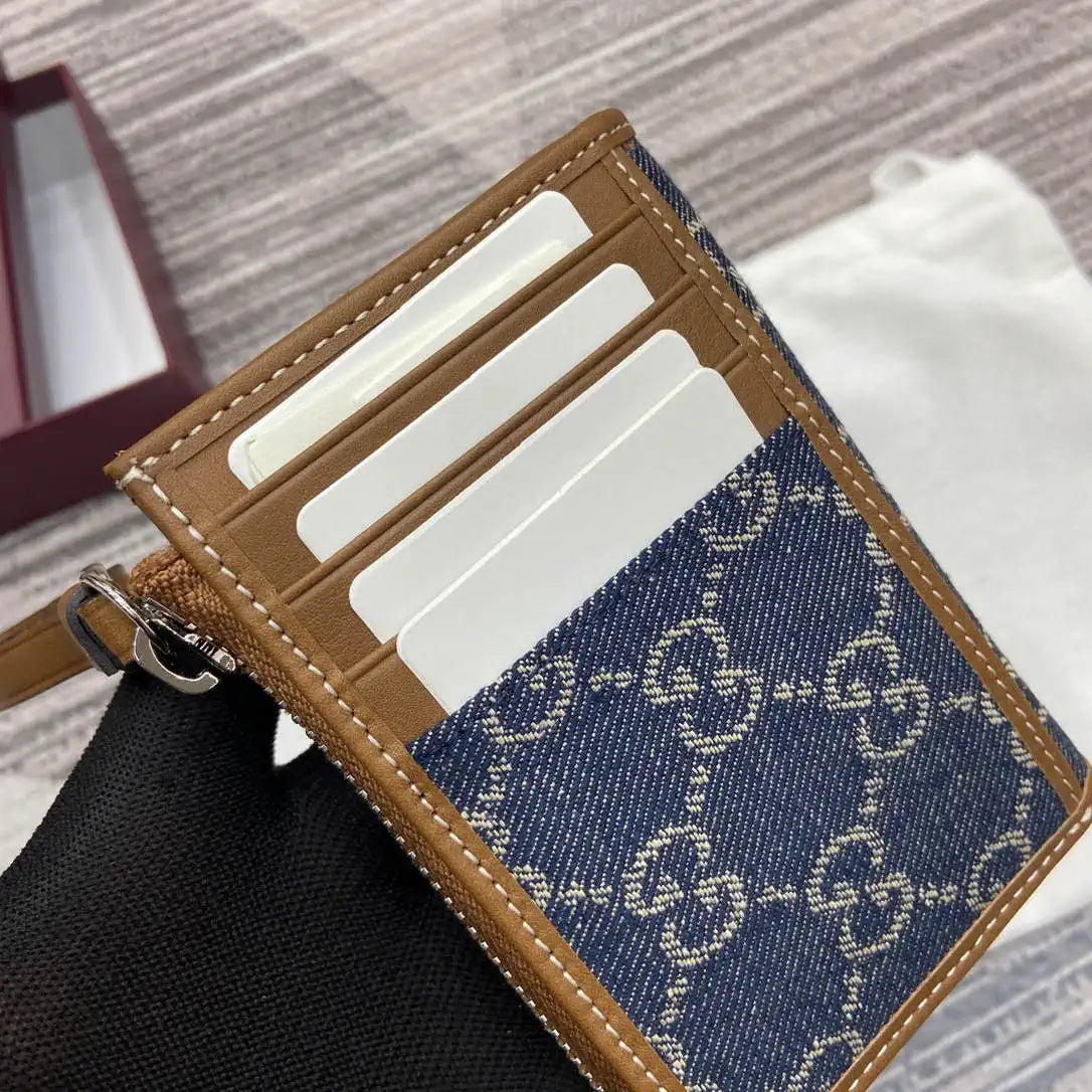Gucci GG Emblem card case with strap 819121 Navy Blue & Brown | gucci gg emblem card case with strap 819121 navy blue brown 10