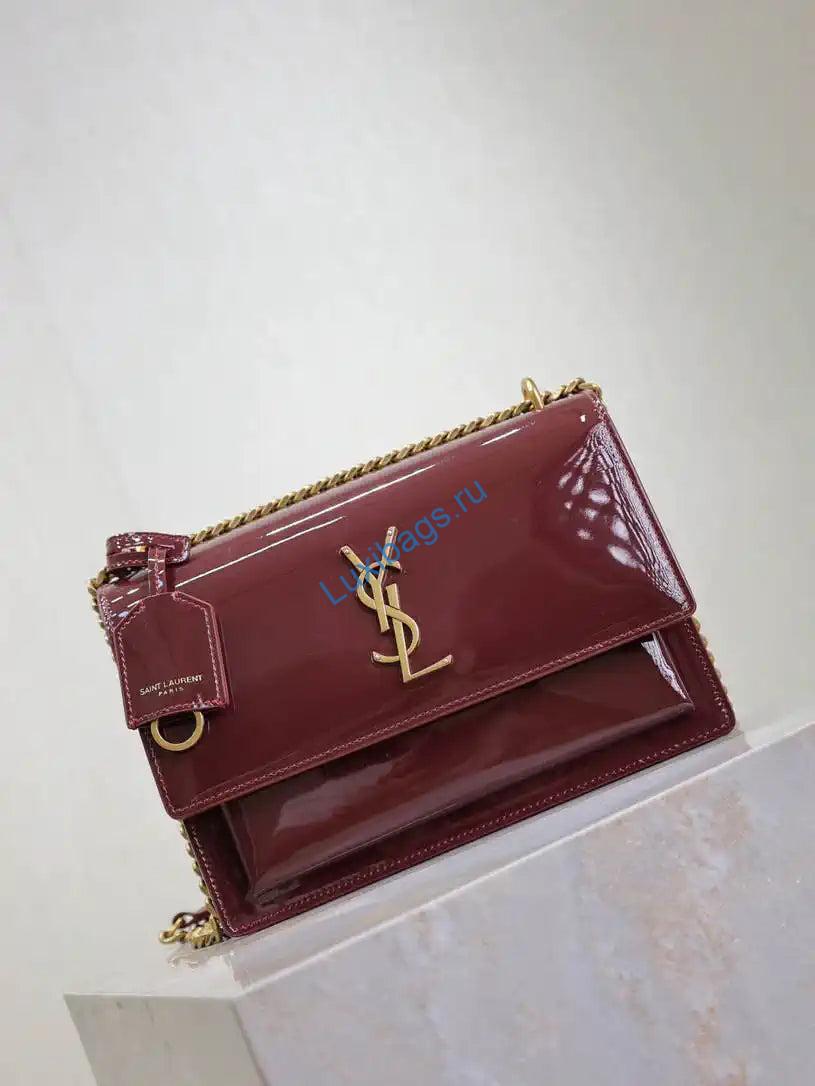 ysl 442906 sunset medium in patent leather wine red 1 YSL 442906 SUNSET MEDIUM IN Patent LEATHER Wine Red | ysl 442906 sunset medium in patent leather wine red 02