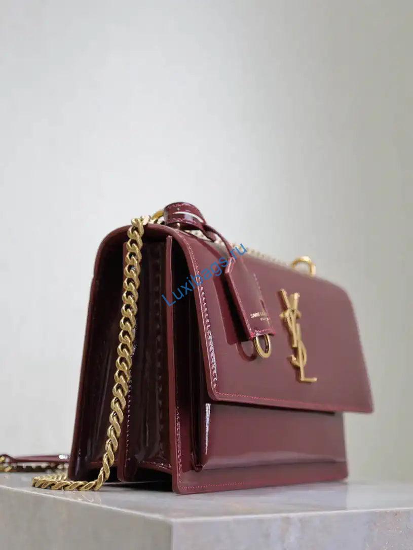 ysl 442906 sunset medium in patent leather wine red 4 YSL 442906 SUNSET MEDIUM IN Patent LEATHER Wine Red | ysl 442906 sunset medium in patent leather wine red 05