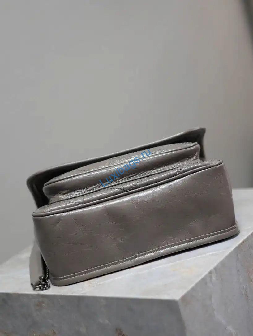 YSL 633151 Niki Baby Chain Bag IN VINTAGE Calf Leather Gray | ysl 633151 niki baby chain bag in vintage calf leather 25 1
