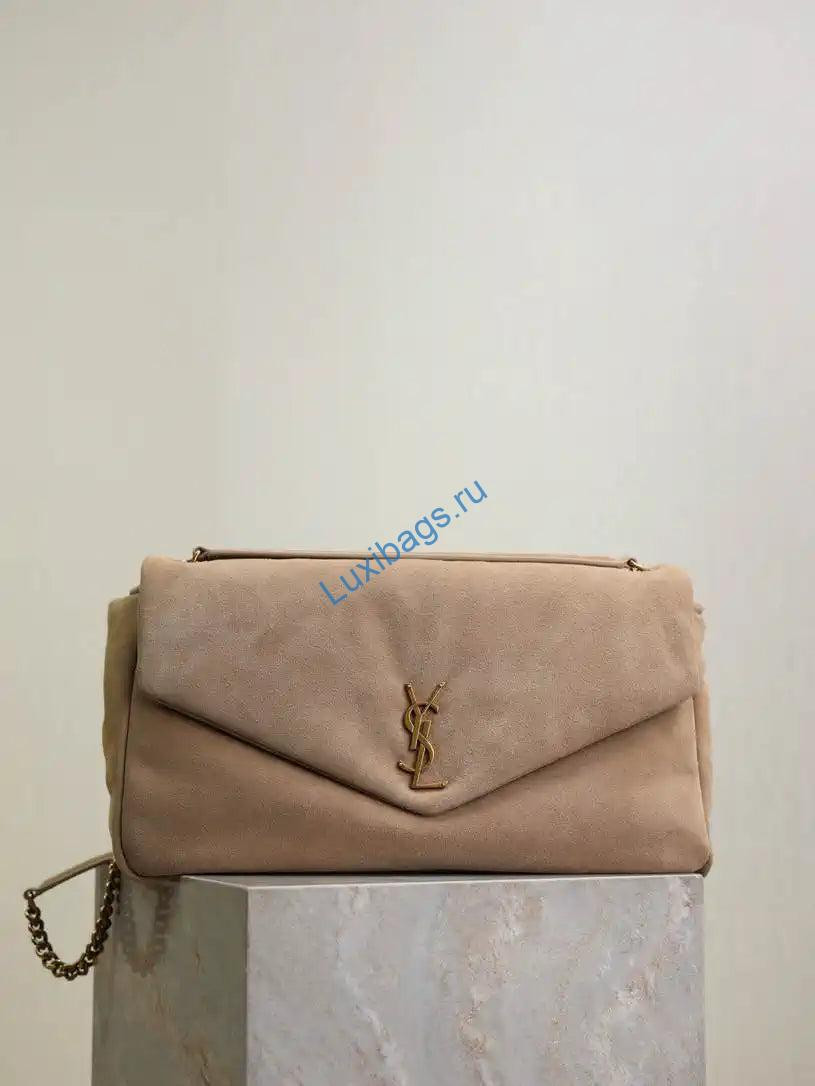 YSL 777399 Calypso large in Suede Apricot