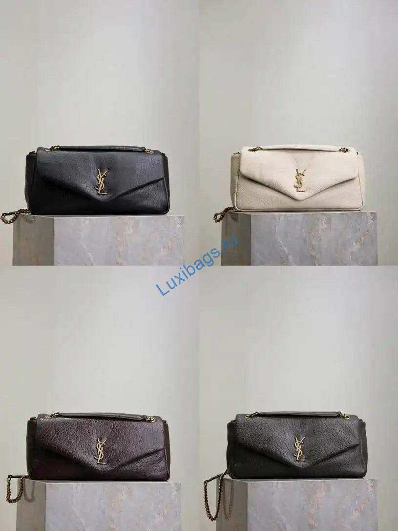 YSL 800916 CALYPSO medium in grained lambskin Black