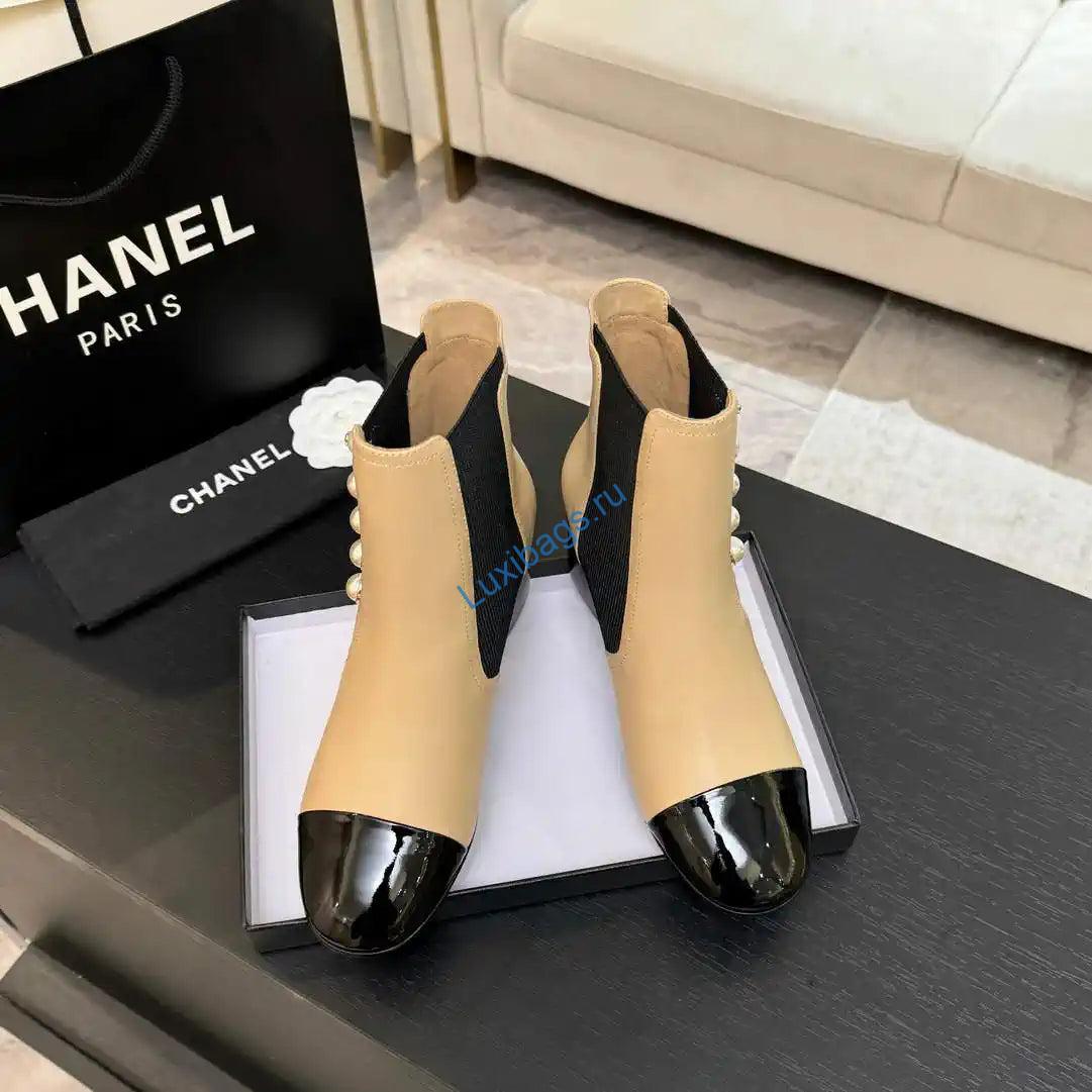 Chanel G46755 Short Boots Stretch Lambskin & Pearl C90331 | chanel g46755 short boots stretch lambskin pearl c90330 12