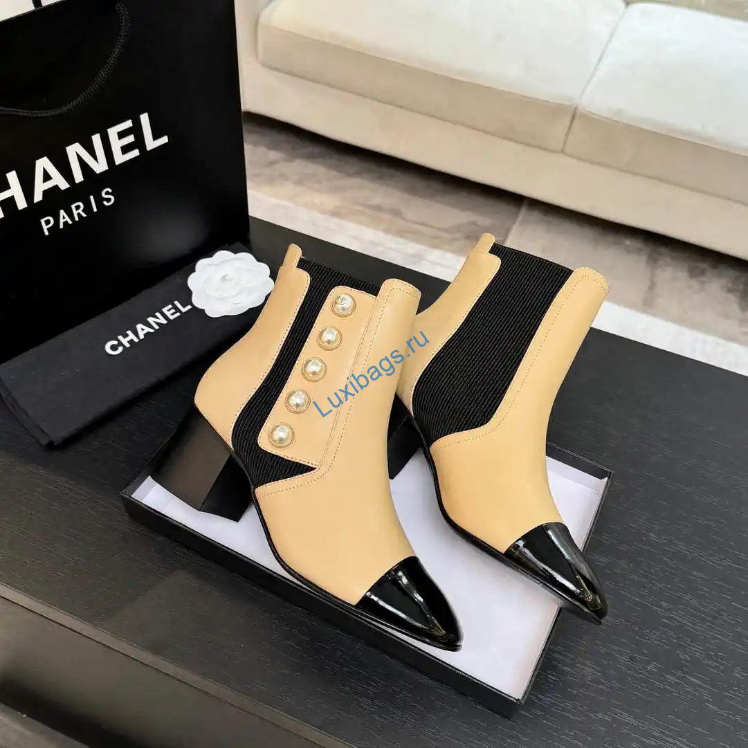Chanel G46755 Short Boots Stretch Lambskin & Pearl C90331 | chanel g46755 short boots stretch lambskin pearl c90330 13