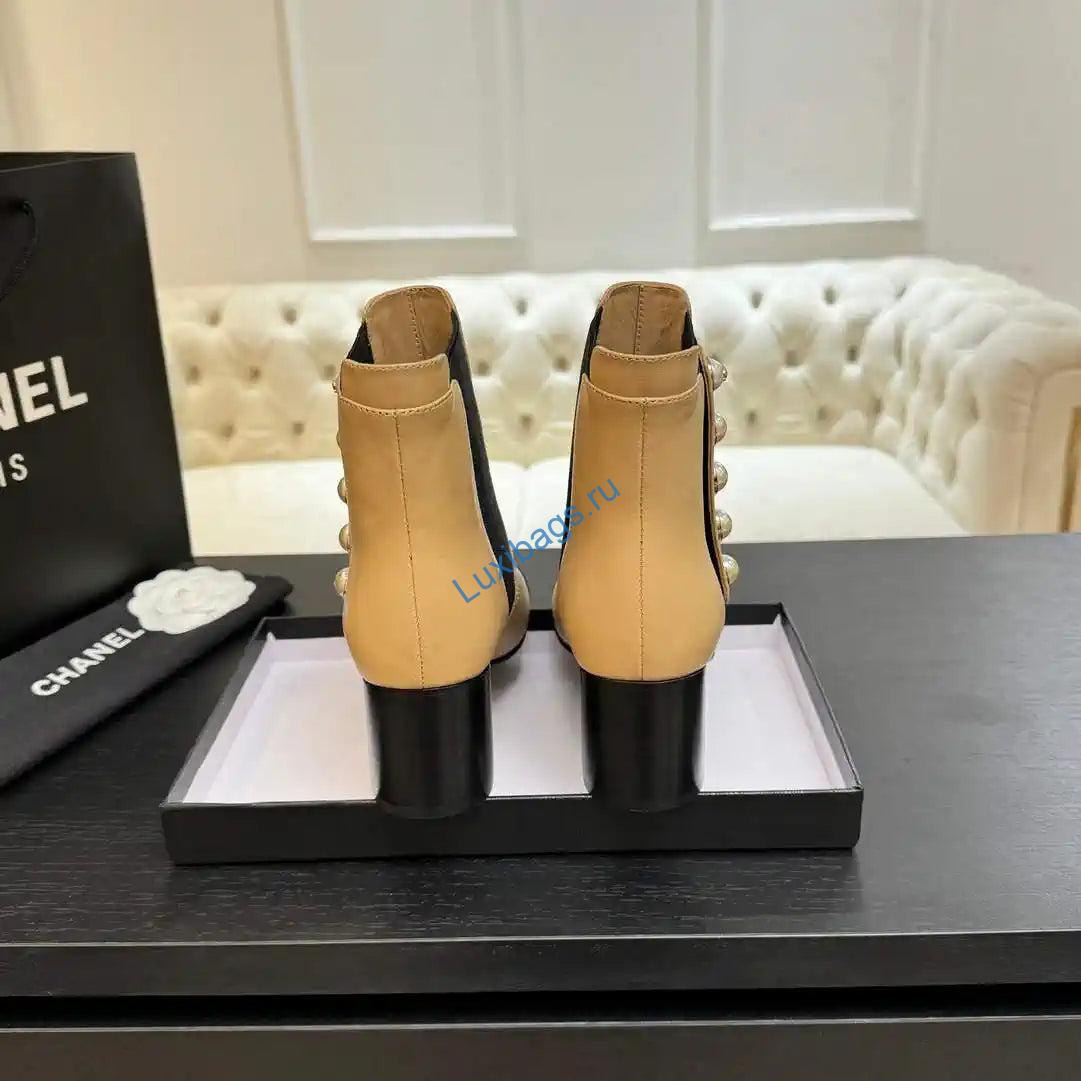 Chanel G46755 Short Boots Stretch Lambskin & Pearl C90331 | chanel g46755 short boots stretch lambskin pearl c90330 15