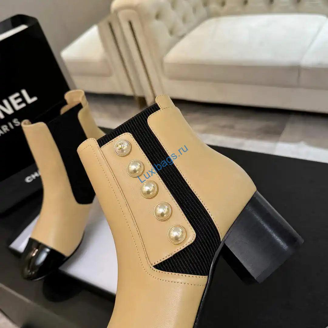 Chanel G46755 Short Boots Stretch Lambskin & Pearl C90331 | chanel g46755 short boots stretch lambskin pearl c90330 16