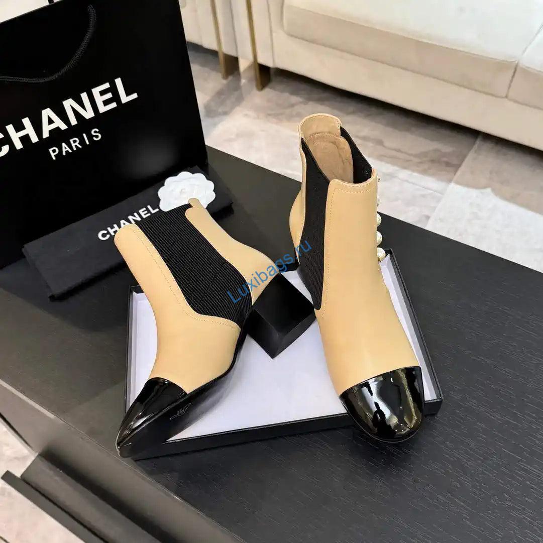 Chanel G46755 Short Boots Stretch Lambskin & Pearl C90331 | chanel g46755 short boots stretch lambskin pearl c90330 17