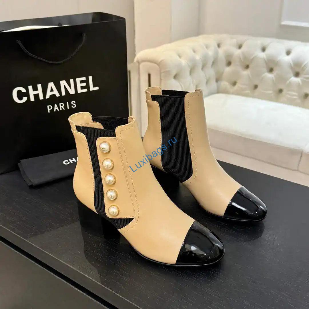 Chanel G46755 Short Boots Stretch Lambskin & Pearl C90331 | chanel g46755 short boots stretch lambskin pearl c90330 18