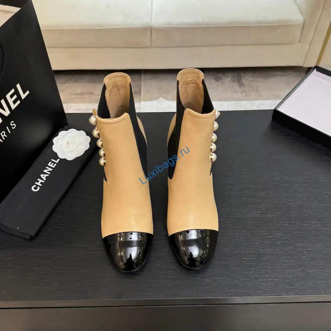 Chanel G46755 Short Boots Stretch Lambskin & Pearl C90331 | chanel g46755 short boots stretch lambskin pearl c90330 19