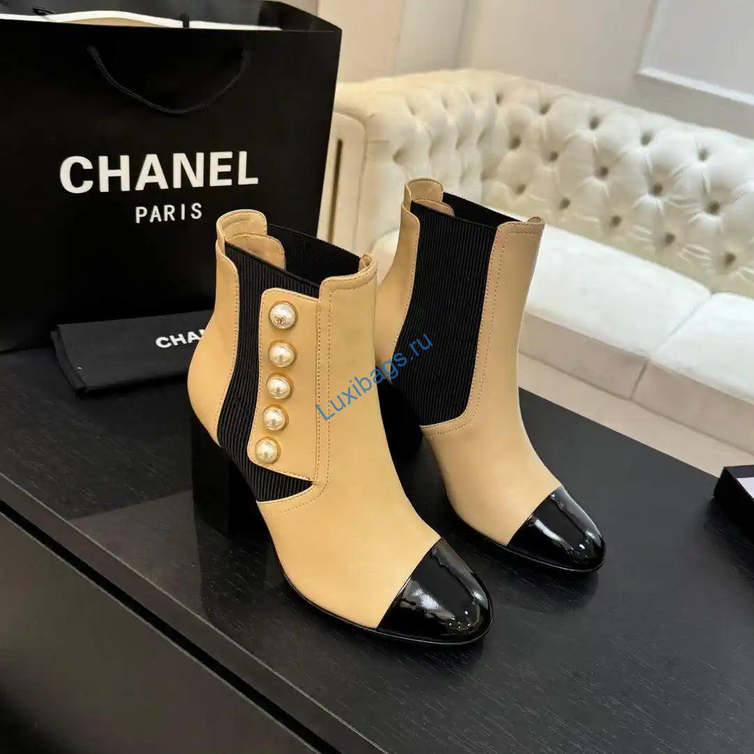 Chanel G46755 Short Boots Stretch Lambskin & Pearl C90331 | chanel g46755 short boots stretch lambskin pearl c90330 20