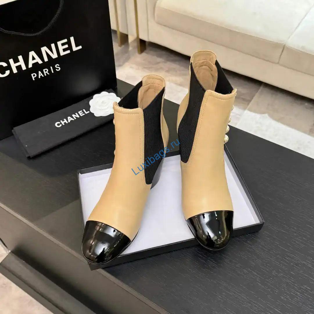 Chanel G46755 Short Boots Stretch Lambskin & Pearl C90331 | chanel g46755 short boots stretch lambskin pearl c90330 21