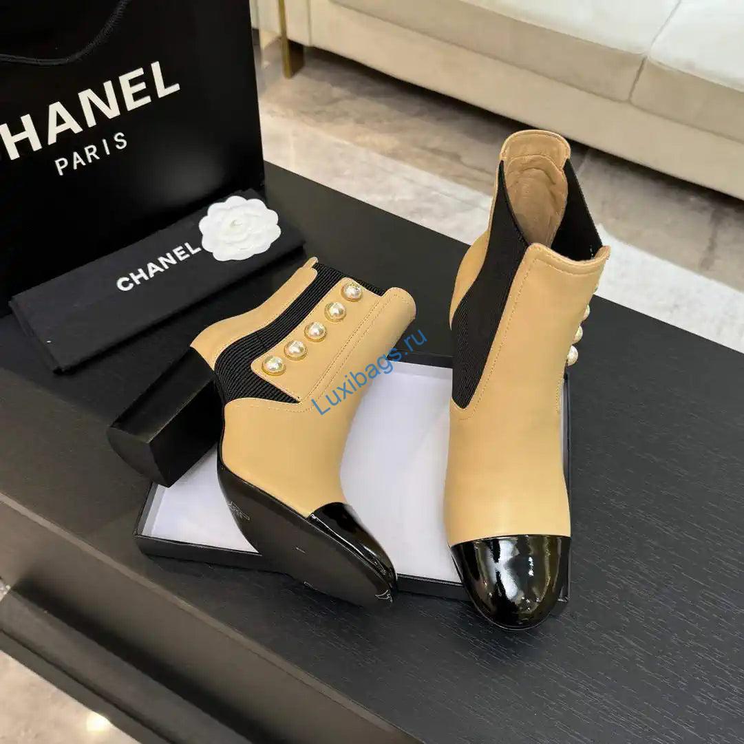 Chanel G46755 Short Boots Stretch Lambskin & Pearl C90331 | chanel g46755 short boots stretch lambskin pearl c90330 24