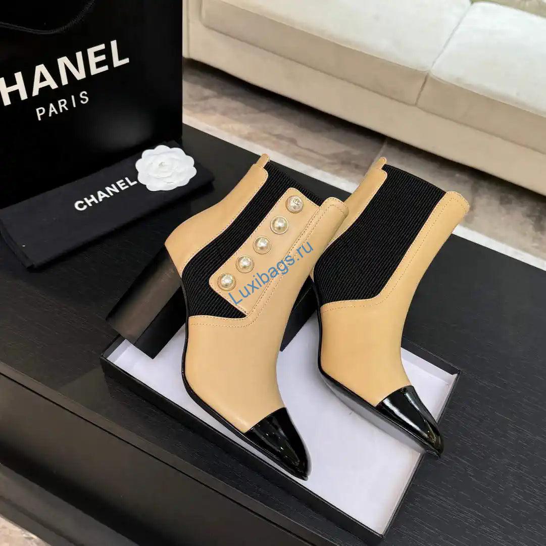 Chanel G46755 Short Boots Stretch Lambskin & Pearl C90331 | chanel g46755 short boots stretch lambskin pearl c90330 25